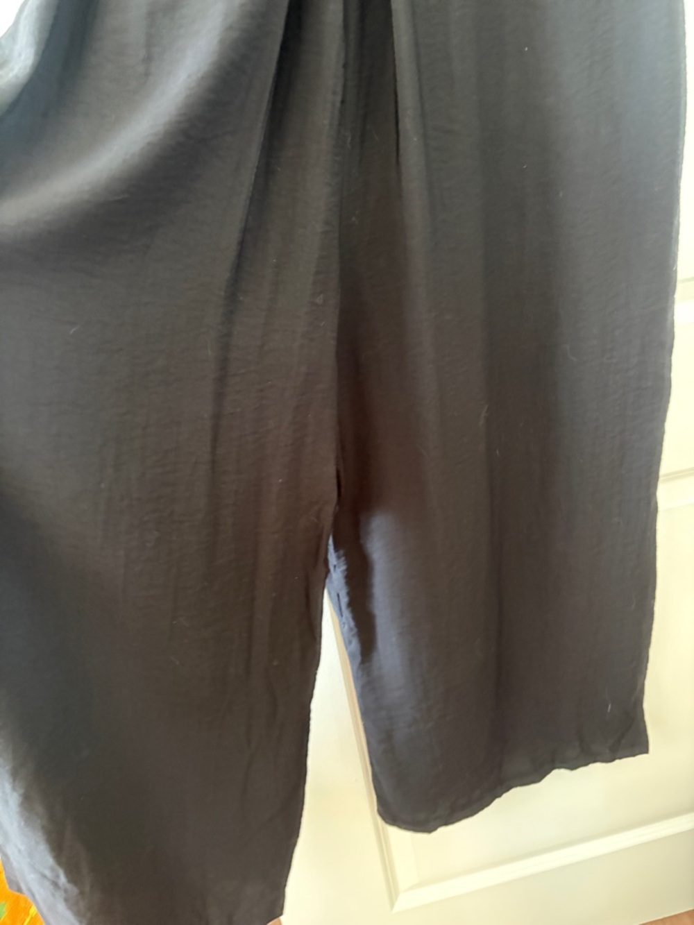 NWT sz XL MNG Loose Jumpsuit Black Viscose Cropped V-neck Flowy - Picture 2 of 4